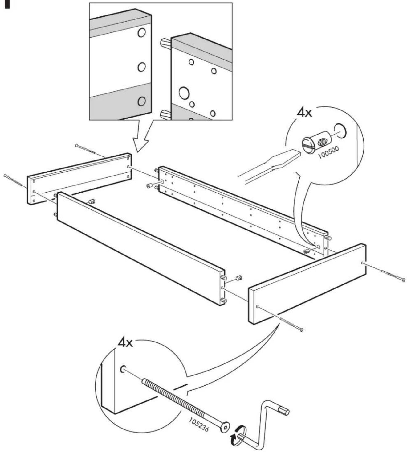 Technical diagram illustrating a mechanical assembly with labeled components and dimensions, including 4x magnified views and numerical values.