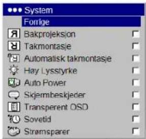 System Forlge Bakprojeksjon Takmontasje Automatisk takmontasje Høy Lysstyrke Auto Power Sijembeskjeder Transparent OSD Sovetid Strømsparer