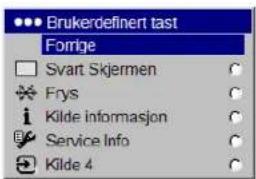 Brukerdefinert tast Forige Svart Skjermen Frys Kilde informasjon Service Info Kilde 4