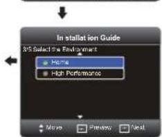 In stallation Guide 3.5 Select the Environment Home High Performance Move Preset Next