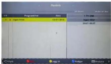 Programs 1/1 Program/Total Date 1 TV One Ingen 1000 20:37-20:37 + Plant Legg 10 Rediger Analutie