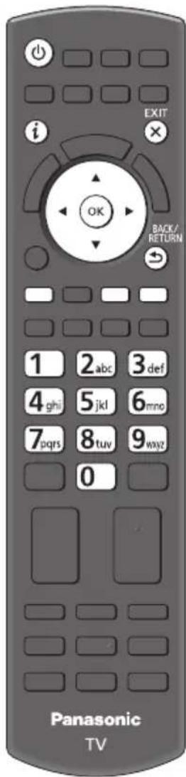 i EXIT OK BACK/ RETURN 1 2 abc 3 def 4 ghi 5 jkl 6 mno 7 pqrs 8 tuv 9 wxyz 0 Panasonic TV