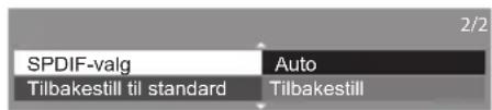 SPDIF-valg Auto Tilbakestill til standard Tilbakestill