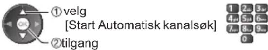 ① velg [Start Automatisk kanalsøk] ② tilgang