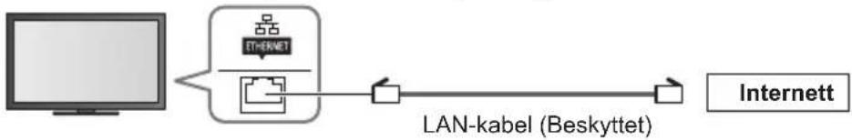 graph LR A["Computer"] --> B["Ethernet"] B --> C["LAN-kabel (Beskyttet)"] C --> D["Internet"]
