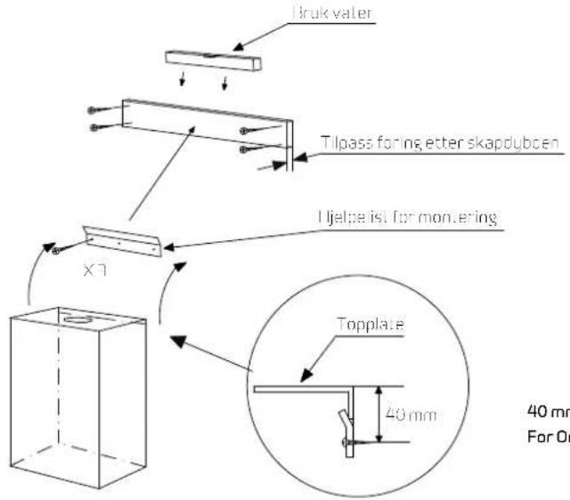 Bruk vater Tilpass for ing etter skapdubcen Hjelpe ist for montering X7 Topplate 40 mm For Or