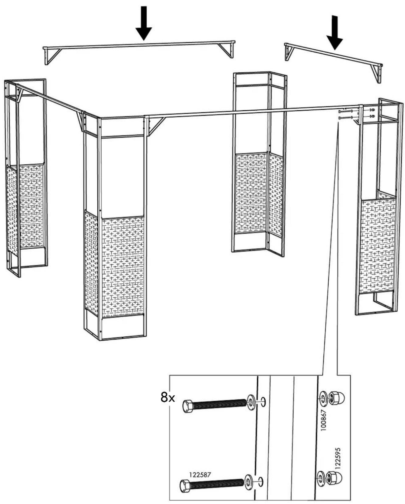 Technical diagram showing structural assembly of a multi-gas drying unit with labeled components and dimensions
