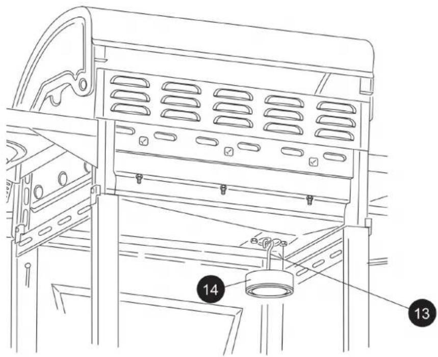 Technical diagram of a mechanical assembly with numbered components labeled 13 and 14