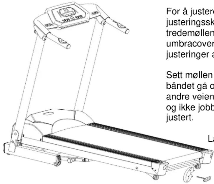 For å justere justeringssk tredemøllen umbracover justeringer a Sett møllen båndet gå o andre veien og ikke jobb justert.