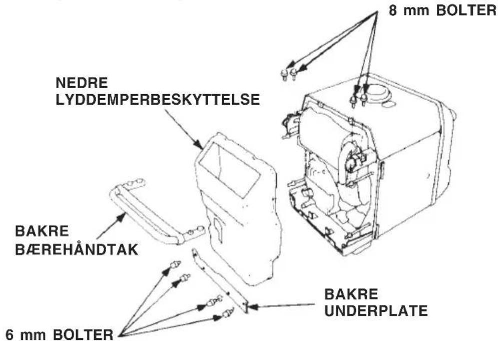 NEDRE LYDDEMPERBESKYTTELSE BAKRE BÆREHÅNDTAK 6 mm BOLTER 8 mm BOLTER BAKRE UNDERPLATE