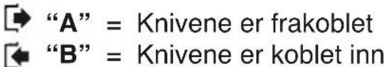 "A" = Knivene er frakoblet "B" = Knivene er koblet inn