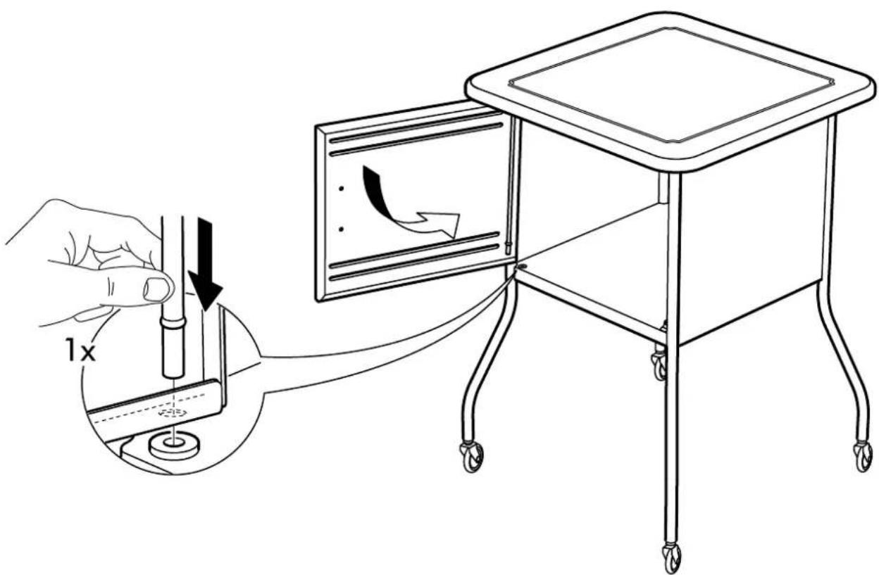 Diagram showing a hand operating a small table with a 1x speed indicator and directional arrow, illustrating the process.