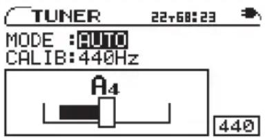 TUNER 22+68:23 MODE :AUTO CALIB:440Hz A4 440