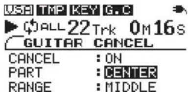 USA TMP KEY G.C ALL 22 Trk 0M16S GUITAR CANCEL CANCEL : ON PART : CENTER RANGE : MIDDLE