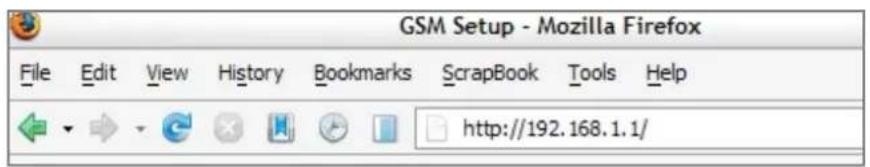 GSM Setup - Mozilla Firefox File Edit View History Bookmarks ScrapBook Tools Help http://192.168.1.1/