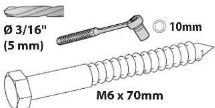 Ø 3/16" (5 mm) 10mm M6 x 70mm