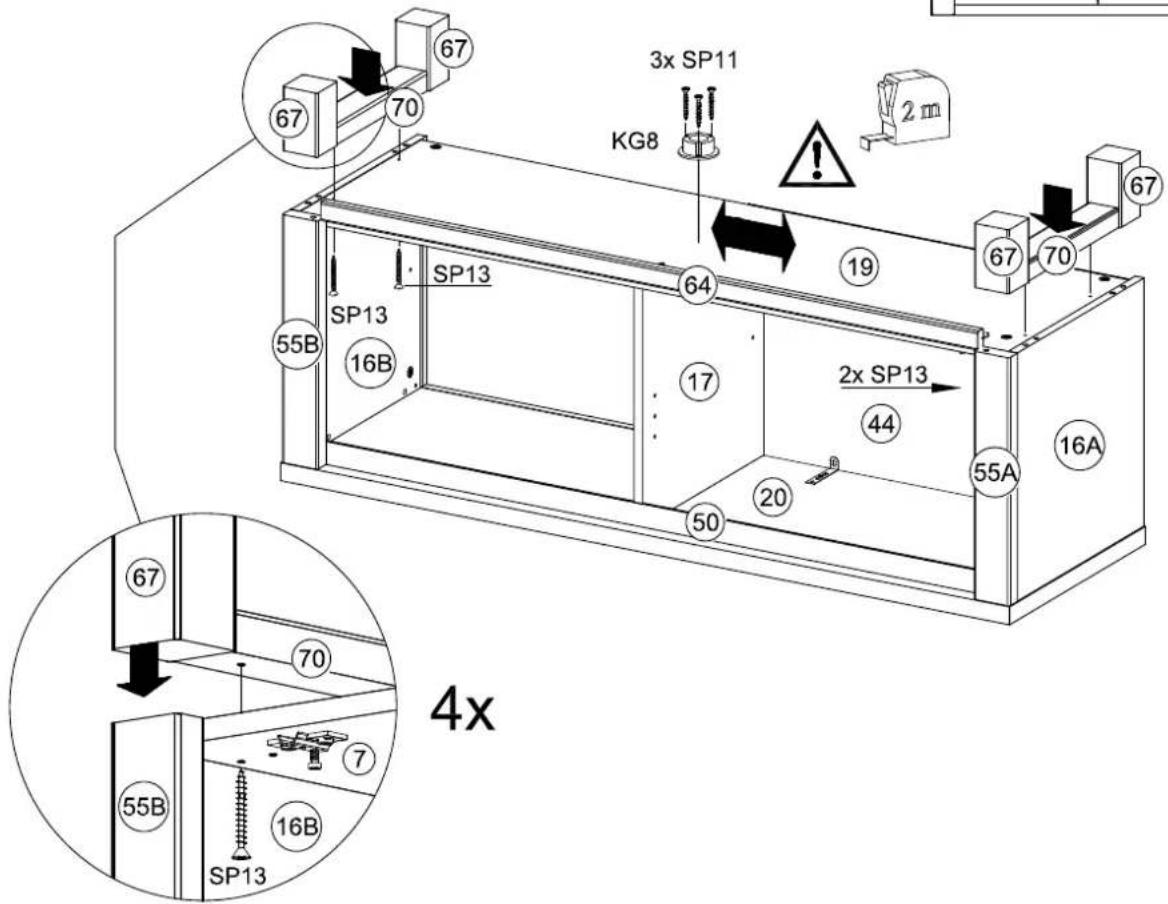 67 70 3x SP11 KG8 2 m 67 67 SP13 SP13 19 64 16B 55B 17 2x SP13 44 55A 16A 20 50 67 70 4x 55B 16B SP13