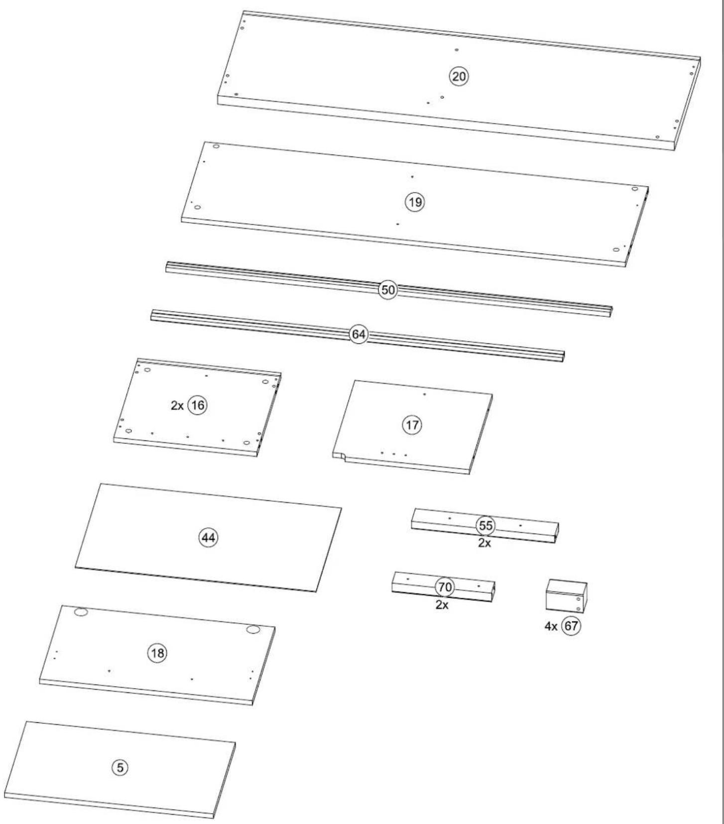 Technical diagram showing a series of 12 labeled mechanical or architectural components with dimensions and spacing annotations.
