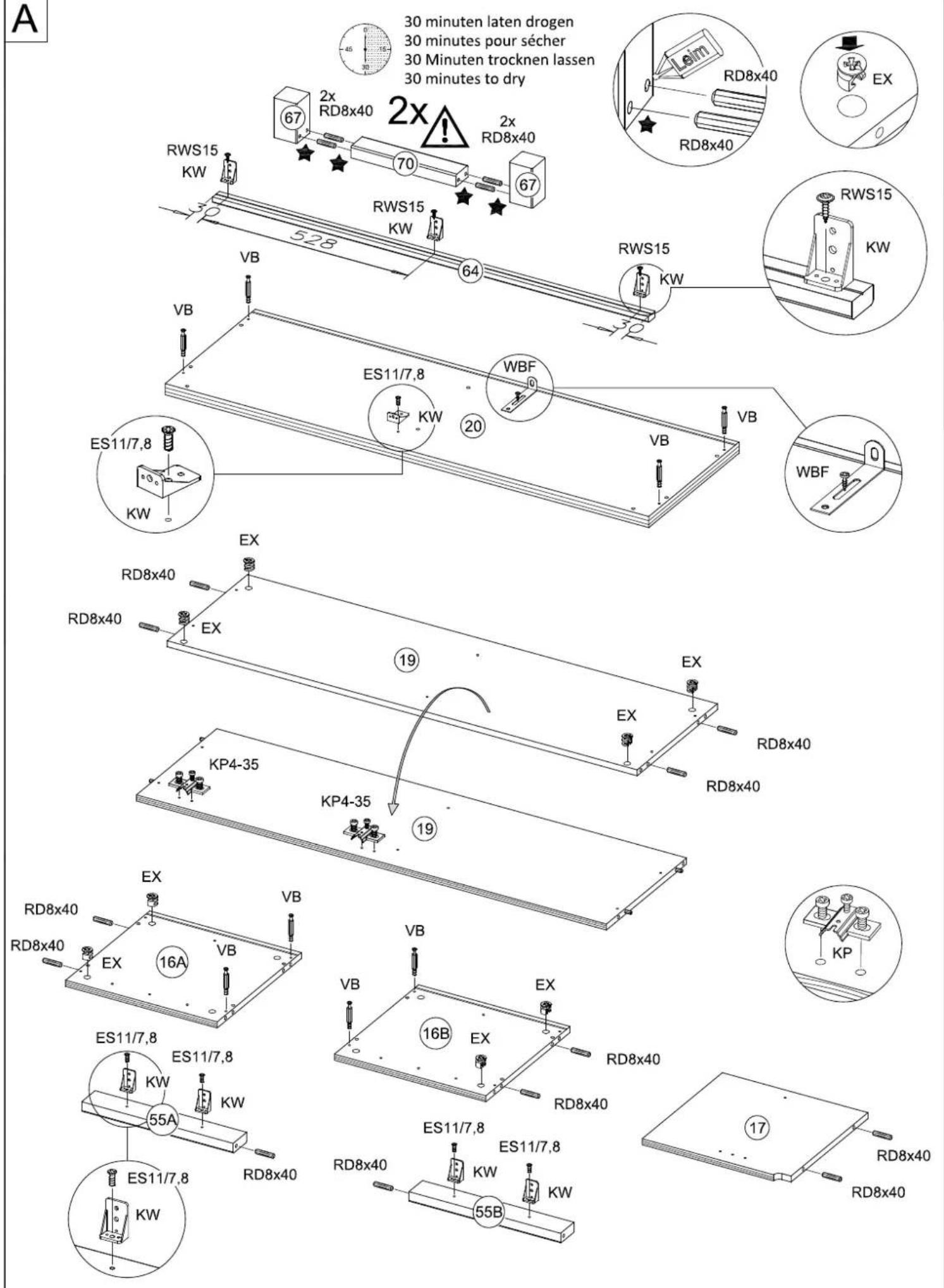 30 minuten laten drogen 30 minutes pour sécher 30 Minuten trocknen lassen 30 minutes to dry RWS15 KW 2x RD8x40 2x RD8x40 67 70 67 RWS15 KW 528 64 RWS15 KW RWS15 RD8x40 RD8x40 WBF ES11/7,8 KBW 20 VB VB VB ES11/7,8 KBW WBF WBF RD8x40 RD8x40 EX EX RD8x40 RD8x40 KP4-35 KP4-35 19 19 16A VB VB VB 16B EX RD8x40 RD8x40 KS KP RD8x40 RD8x40 ES11/7,8 KW 55A ES11/7,8 RD8x40 RD8x40 ES11/7,8 KW 55B RD8x40 RD8x40 17