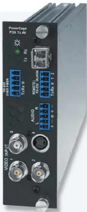 PowerCage FOX Ti AV NB-223 OVER FEBR Tx Rx REMOTE FS-222 | ALARM TxRx ± 1.2 AUDIO L R + - + - VIDEO INPUT 1 2 3 4