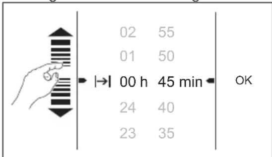 02 55 01 50 → |→| 00 h 45 min ← OK 24 40 23 35