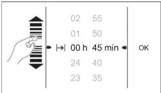 02 55 01 50 → | 00 h 45 min • OK 24 40 23 35