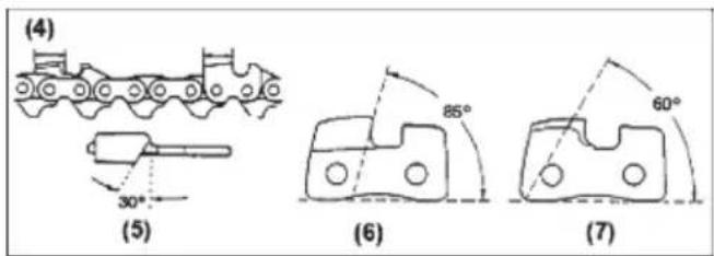 (4) 30° (5) 85° (6) 60° (7)