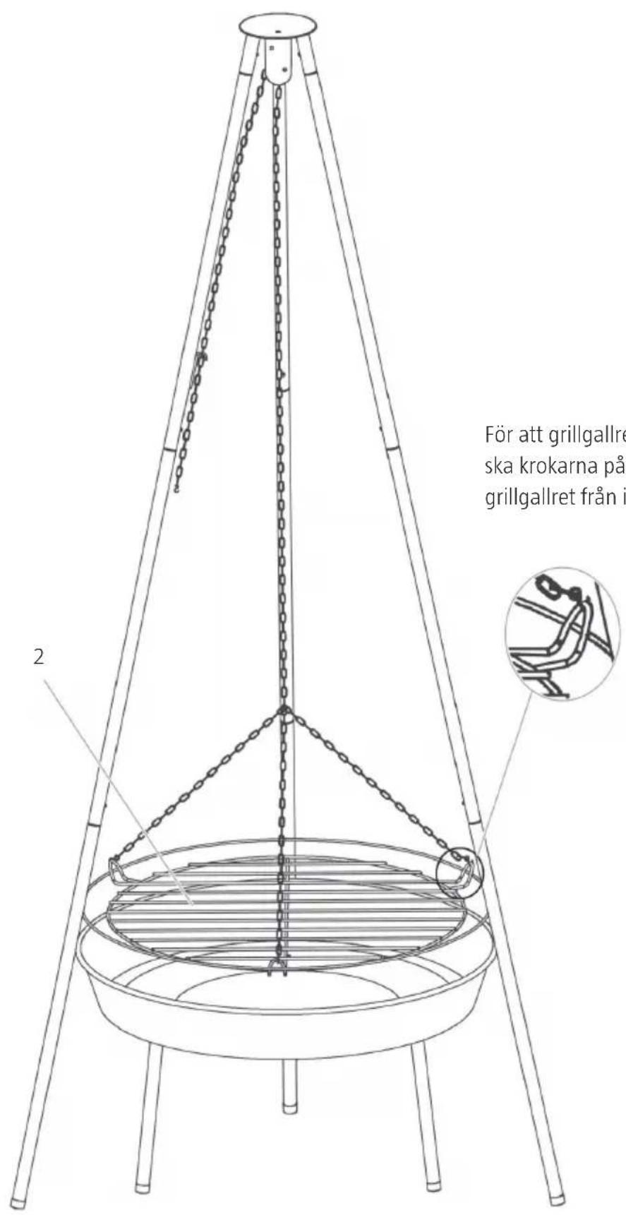 För att grillgallre ska krokarna på grillgallret från i 2