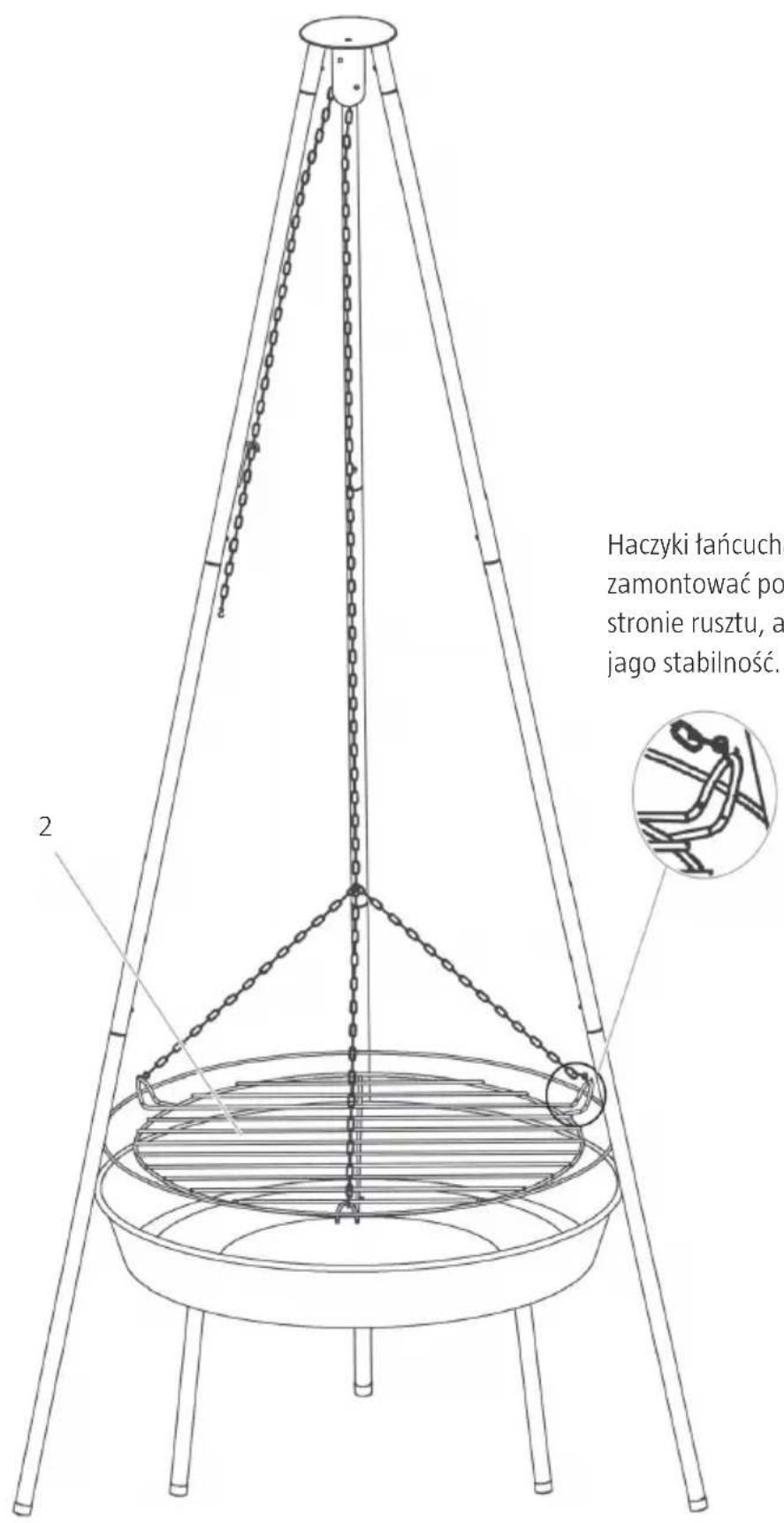 Haczyki łańcucha zamontować po stronie rusztu, a jago stabilność. 2