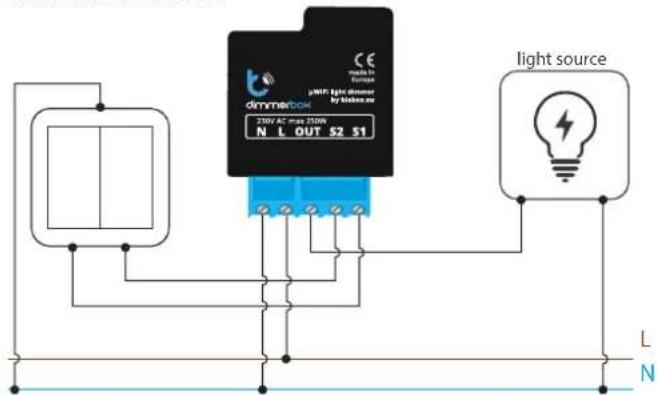 dimmer.com 250V AC max 250V N L OUT S2 S1 light source L N