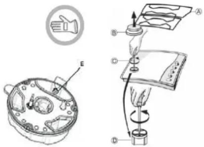 Technical diagram illustrating a mechanical assembly with labeled components and directional arrows indicating motion or force.