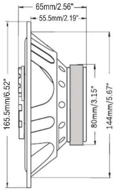 65mm/2.56" 55.5mm/2.19" 165.5mm/6.52" 80mm/3.15" 144mm/5.67"