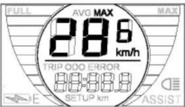 FULL AVG MAX 286 km/h TRIP ODD ERROR 00:00:00 SETUP km ASSIST