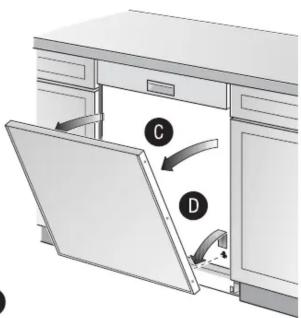 Diagram of a kitchen appliance with labeled parts C and D showing directional arrows indicating movement or flow.