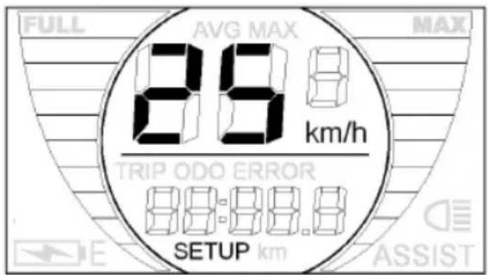 FULL AVG MAX MAX 22 km/h TRIP ODO ERROR 88:88.8 SETUP km ASSIST