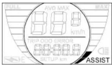 PULL AVD MAX MAX 88.8 km/h TRIP ODDO ERROR 88.8.8 SETUP km ASSIST