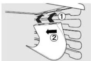 Diagram showing two labeled mechanical or fluid flow paths with directional arrows and numbered components