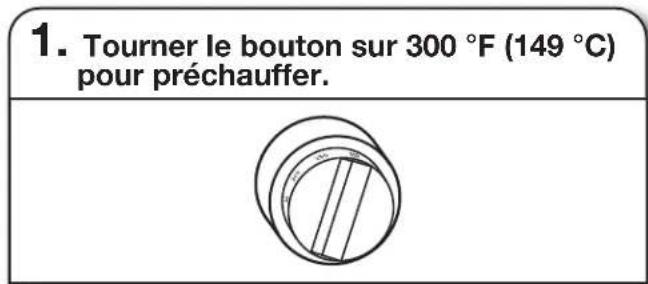 1. Tourner le bouton sur 300 °F (149 °C) pour préchauffer.