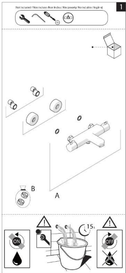 Not included / Non incluso / Non Indus / Nie zaixarty / No indulio / Ingår ej 1 B A ON ! OFF 15s