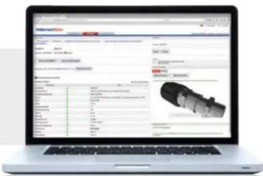 Screenshot of a laptop displaying a 3D mechanical component image with Chinese labels and parameter settings.