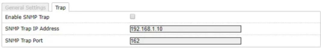 General Settings Trap Enable SNMP Trap SNMP Trap IP Address 192.168.1.10 SNMP Trap Port 162