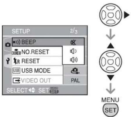 SETUP 2/3 BEEP NO.RESET RESET USB USB MODE VIDEO OUT PAL SELECT SET MENU SET