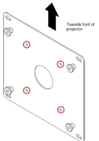 Towards front of projector