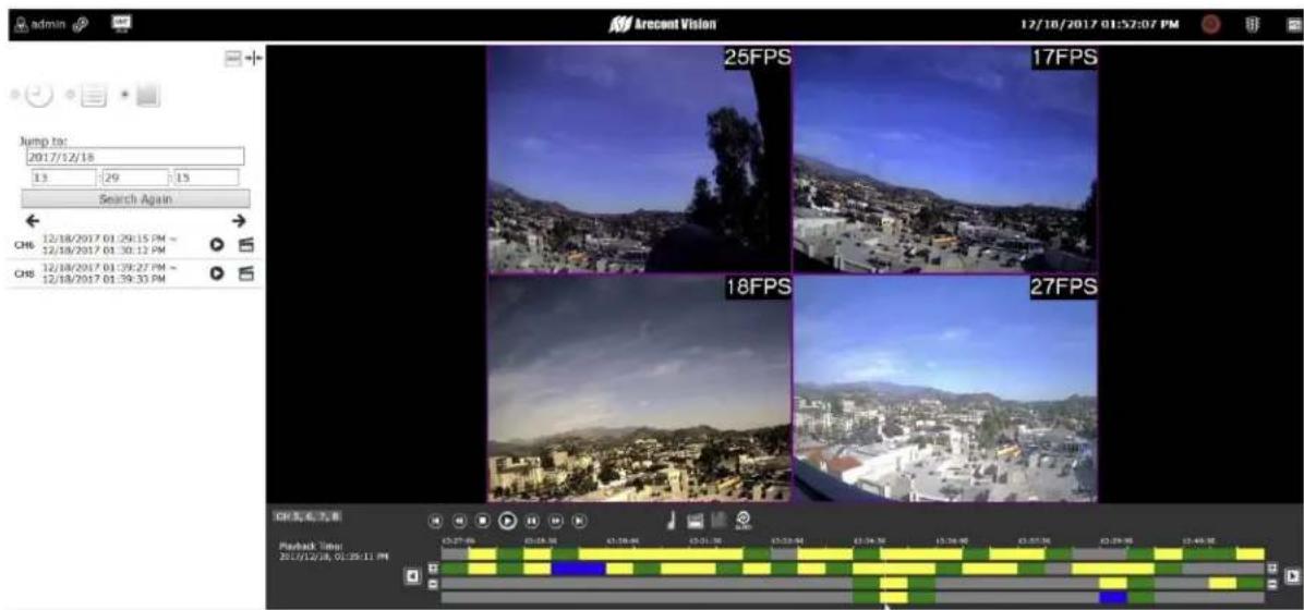 Arcant Vision 12/10/2017 01:57:07 PM Jump tor: 2017/12/18 13 29 15 Search Again 25FPS 17FPS CHB 12/18/2017 01:29:15 PM ~ 12/18/2017 01:30:12 PM CHB 12/18/2017 01:39:27 PM ~ 12/18/2017 01:39:33 PM 18FPS 27FPS Playback Time: 2017/12/28 01:35:11 PM