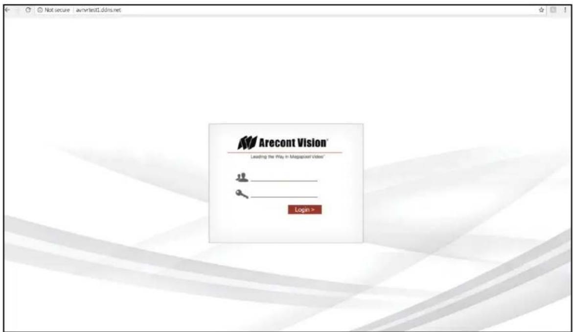 Not secure | avnntest1ddrs.net Arecont Vision™ Leading the Way in Megapixet Video™ Login >
