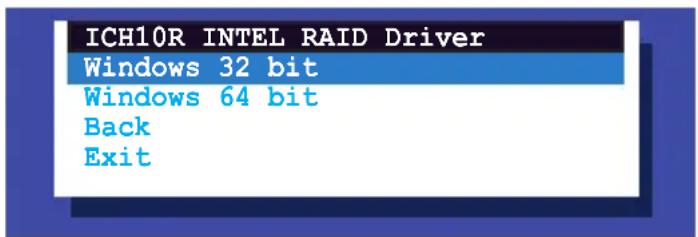 ICH10R INTEL RAID Driver Windows 32 bit Windows 64 bit Back Exit