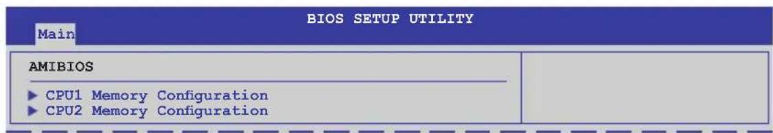 BIOS SETUP UTILITY Main AMIBIOS ► CPU1 Memory Configuration ► CPU2 Memory Configuration