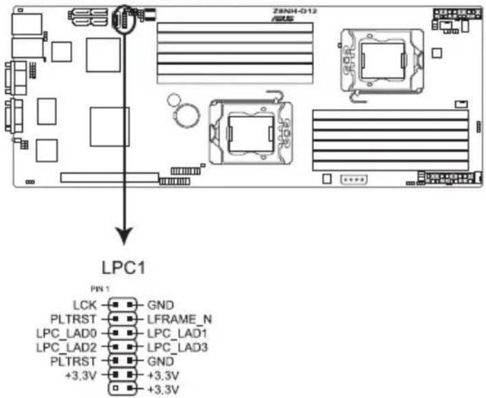 78NH-012 LCK GND PLTRST LFRAME_N LPC_LAD0 LPC_LAD1 LPC_LAD2 LPC_LAD3 PLTRST GND +3.3V +3.3V +3.3V LPC1 PIN 1