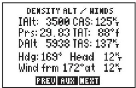 GARMIN GPS 95AVD - DENSITY ALTITUDE/TRUE AIRSPEED/WINDS ALOFT - 1