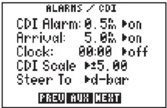 GARMIN GPS 95AVD - ALARMS/CDI SETUP - 1